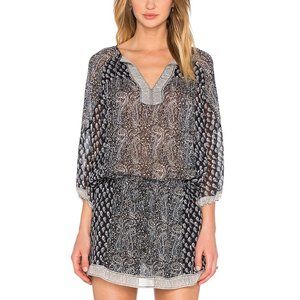 Ulla Johnson SALINAS Blue Paisley Silk Mini Dress Sz 4
